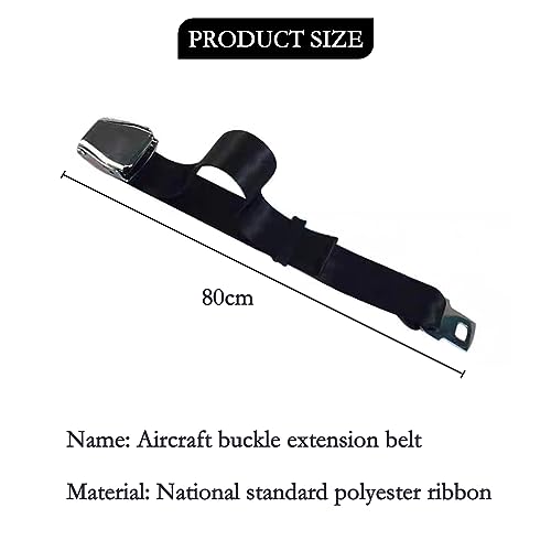 Extensor de Asiento de Avión Extensión de Cinturón de Seguridad Universal Piezas de Avión Ajustables con clip de Hebilla de Cinturón 25-80CM para Viajes Embarazadas - Negro