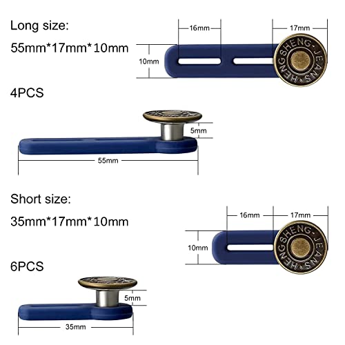 Extensor de botones para pantalones de 10 piezas, botones elásticos, extensor de cintura ajustable, extraíble sin costuras, para camisas, vestidos, pantalones, pantalones de maternidad (bronce)