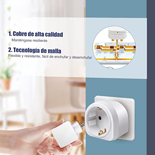 EXTRASTAR Adaptador Enchufe Ingles a Español, Adaptador de Viaje 2-Pin Europa a 3-Pin Reino Unido, 250V, 13A, 3120W, Blanco, 2Pcs