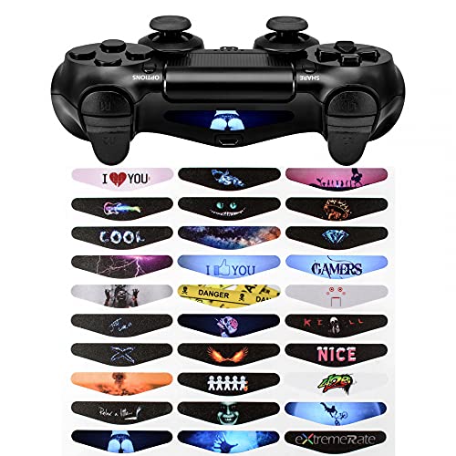 eXtremeRate 30 Piezas/Kit Adhesivo para ps4 Mando de la Barra luz Vinilo Pegatinas Calcomanías Skins Stickers Light Bar Cover para ps4 Pro Slim Original Control(Modelo-37)