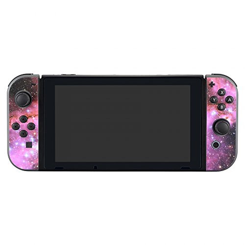 eXtremeRate Conjunto Completo de Pegatinas Cubierta Adhesiva Protectora de Piel Kit de protección para Nintendo Switch Consola Joy-con Radiador con 2 Protectores de Pantalla Galaxia Violeta