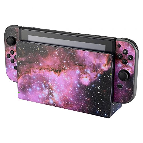 eXtremeRate Conjunto Completo de Pegatinas Cubierta Adhesiva Protectora de Piel Kit de protección para Nintendo Switch Consola Joy-con Radiador con 2 Protectores de Pantalla Galaxia Violeta