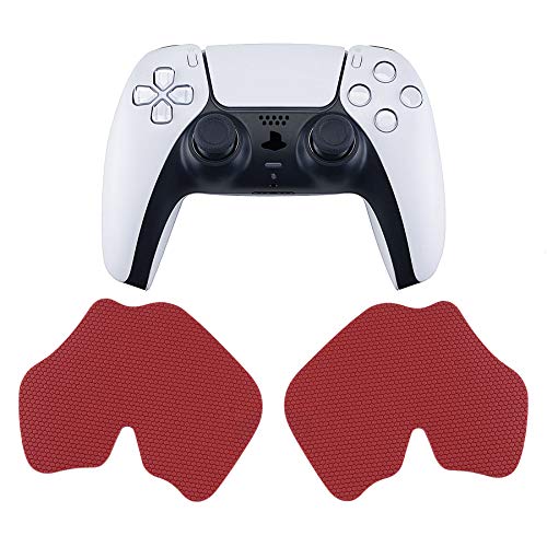 eXtremeRate PlayVital Pegatina para ps5 Adhesivo de Silicona Antideslizante Piel de Goma para ps5 Control Protector con Textura Pegatina de Agarre para ps5 Mando(Rojo)