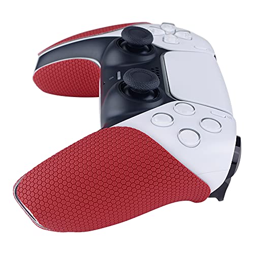 eXtremeRate PlayVital Pegatina para ps5 Adhesivo de Silicona Antideslizante Piel de Goma para ps5 Control Protector con Textura Pegatina de Agarre para ps5 Mando(Rojo)