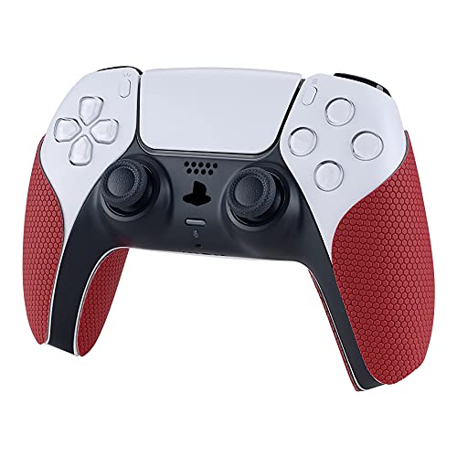 eXtremeRate PlayVital Pegatina para ps5 Adhesivo de Silicona Antideslizante Piel de Goma para ps5 Control Protector con Textura Pegatina de Agarre para ps5 Mando(Rojo)