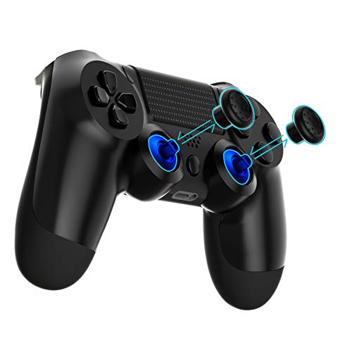 eXtremeRate ThumbsGear Joysticks Ajustable para ps4 5 Mando Joystick Ergonómico Intercambiable con Grip Convexo y Cóncavo de 3 Alturas Thumbsticks para ps4 Pro/Slim para ps5 Control-Azul Mate&Negro