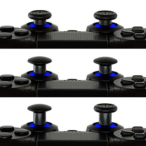 eXtremeRate ThumbsGear Joysticks Ajustable para ps4 5 Mando Joystick Ergonómico Intercambiable con Grip Convexo y Cóncavo de 3 Alturas Thumbsticks para ps4 Pro/Slim para ps5 Control-Azul Mate&Negro