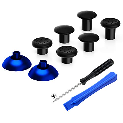 eXtremeRate ThumbsGear Joysticks Ajustable para ps4 5 Mando Joystick Ergonómico Intercambiable con Grip Convexo y Cóncavo de 3 Alturas Thumbsticks para ps4 Pro/Slim para ps5 Control-Azul Mate&Negro