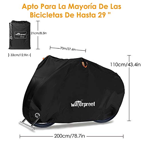 Eyein Funda Bicicleta Exterior Impermeable, 210T Resistente Lluvia, Sol UV Polvo Viento Material Anti desgarro Cubierta de Almacenamiento para Bicicleta de montaña/Bicicleta de Carretera/Scooter/MTB