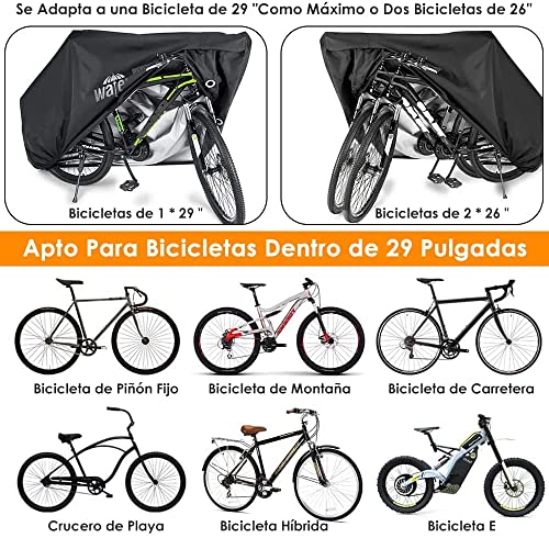 Eyein Funda Bicicleta Exterior Impermeable, 210T Resistente Lluvia, Sol UV Polvo Viento Material Anti desgarro Cubierta de Almacenamiento para Bicicleta de montaña/Bicicleta de Carretera/Scooter/MTB