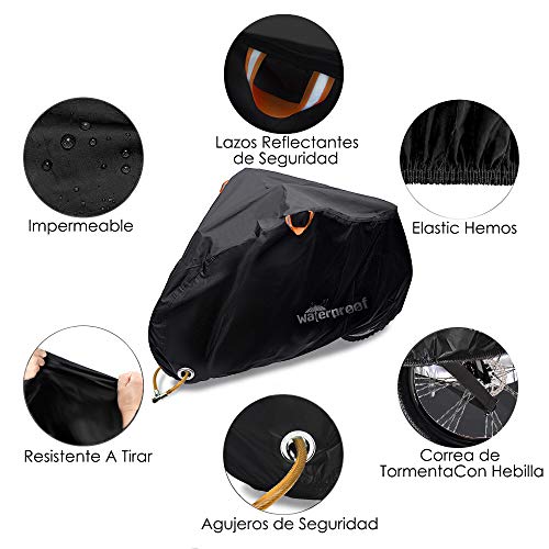 Eyein Funda Bicicleta Exterior Impermeable, 210T Resistente Lluvia, Sol UV Polvo Viento Material Anti desgarro Cubierta de Almacenamiento para Bicicleta de montaña/Bicicleta de Carretera/Scooter/MTB