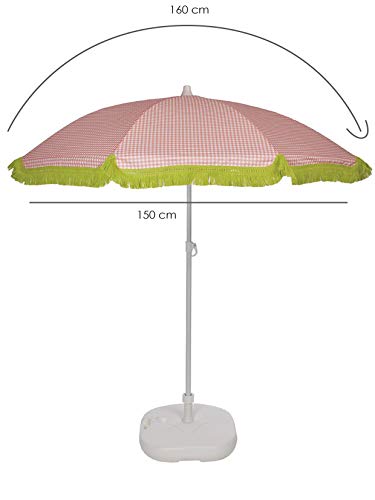 EZPELETA Sombrilla de playa, Ligero y plegable, Parasol de acero. Protección solar UPF 50+. Diámetro 150cm. Paraguas sol, Estampado flores/cuadros/rayas. Incluye funda/bolsa. - Flores-Coral