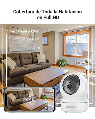 EZVIZ Kit de 2 Cámaras Vigilancia WiFi Interior 360º, C6N Camara Vigilancia Bebe 1080P, Visión Nocturna, Audio Bidireccional, Detección de Movimiento, Control Remoto