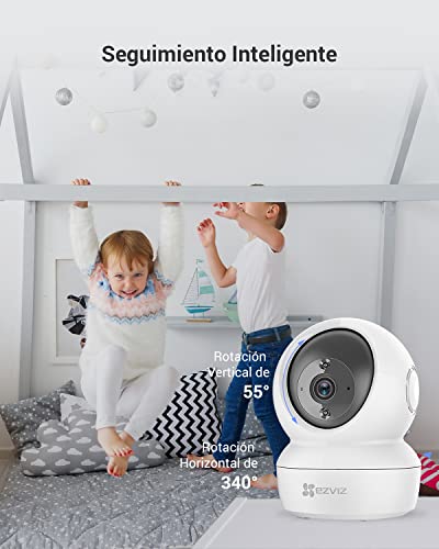 EZVIZ Kit de 2 Cámaras Vigilancia WiFi Interior 360º, C6N Camara Vigilancia Bebe 1080P, Visión Nocturna, Audio Bidireccional, Detección de Movimiento, Control Remoto