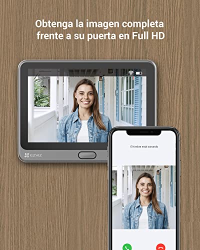 EZVIZ Mirilla Digital de Puerta con Pantalla Táctil a Color de 4.3'' Cámara Video Timbre Inalámbrico Monitor con Batería Recargable 4600mAh,PIR Detección de Movimiento,Audio Bidireccional,Modelo CP4