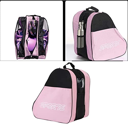 F Fityle Bolsa para Patines de y en línea, Bolsa de Almacenamiento Grande para Patines de, Patines de Ruedas, Patines en línea para niños y Adultos, Rosado