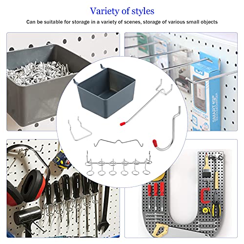 Faankiton 230Pzs Surtido de Ganchos para Tablero de Clavijas, Ganchos Panel Perforado, Cerraduras de Clavijas, Contenedores de Tablero Perforado con Juegos de Ganchos Tablero Perforado Organizador