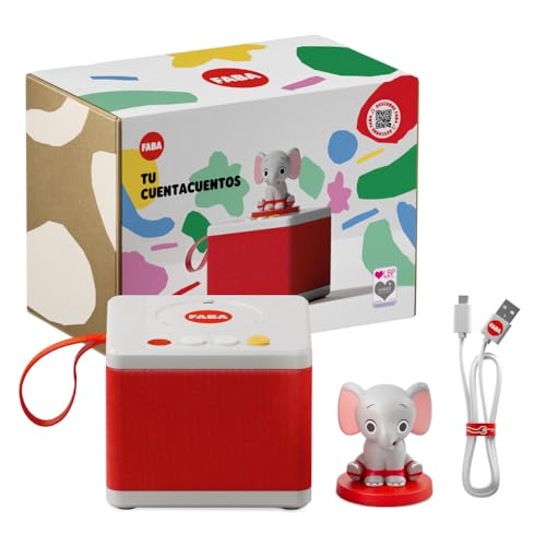 FABA - Cuentacuentos para Niñas y Niños, Altavoz con el Personaje Sonoro ELE el Elefante, Juego Educativo, Contenido EN ESPAÑOL Apto Desde 0 años