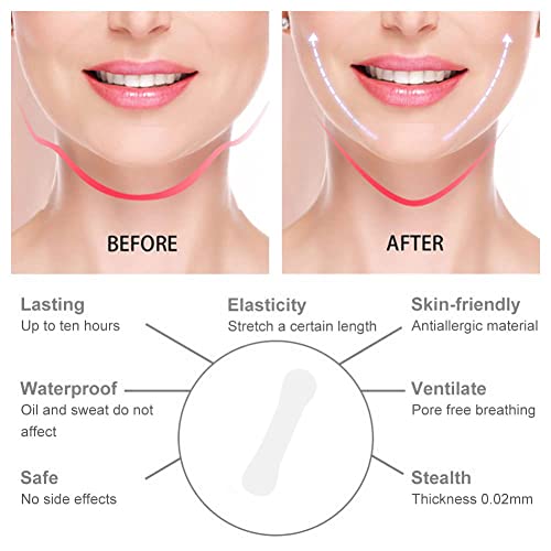 Face Lift Tape,Lifting Facial Parche,60 Piezas Invisible Lift Adhesivo Facial,V Face Lifting,Face Lift Stickers,Cinta de Estiramiento Facial,Cinta Adhesiva Facial,Lift Adhesivo Facial Lifting Cuello