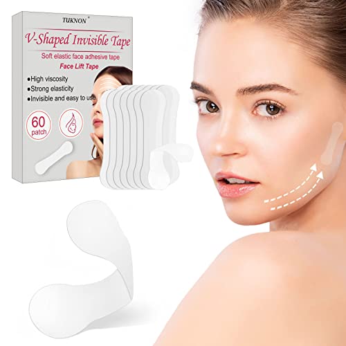 Face Lift Tape,Lifting Facial Parche,60 Piezas Invisible Lift Adhesivo Facial,V Face Lifting,Face Lift Stickers,Cinta de Estiramiento Facial,Cinta Adhesiva Facial,Lift Adhesivo Facial Lifting Cuello