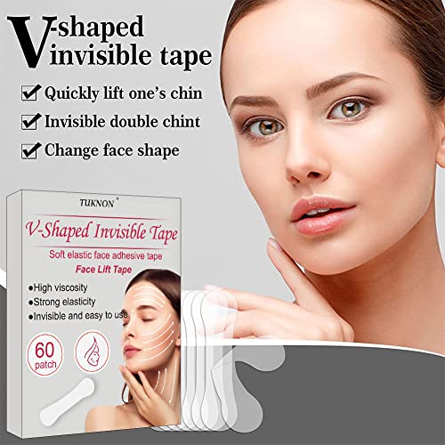 Face Lift Tape,Lifting Facial Parche,60 Piezas Invisible Lift Adhesivo Facial,V Face Lifting,Face Lift Stickers,Cinta de Estiramiento Facial,Cinta Adhesiva Facial,Lift Adhesivo Facial Lifting Cuello