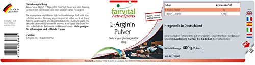 Fairvital | L-Arginina en polvo 400g - 100% pura Arginina HCl sin aditivos, 100% vegana - aminoácido