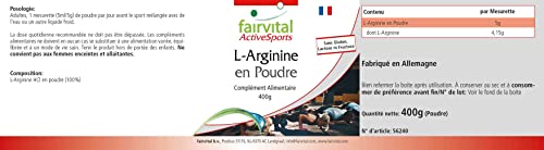 Fairvital | L-Arginina en polvo 400g - 100% pura Arginina HCl sin aditivos, 100% vegana - aminoácido