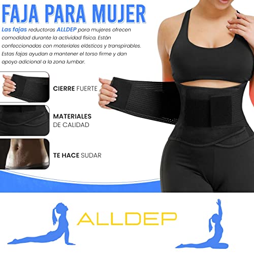 Faja Dolor Espalda con Soporte Lumbar - Fajas trabajo para Mujer con Doble Ajuste - Talla Única Universal hasta XL