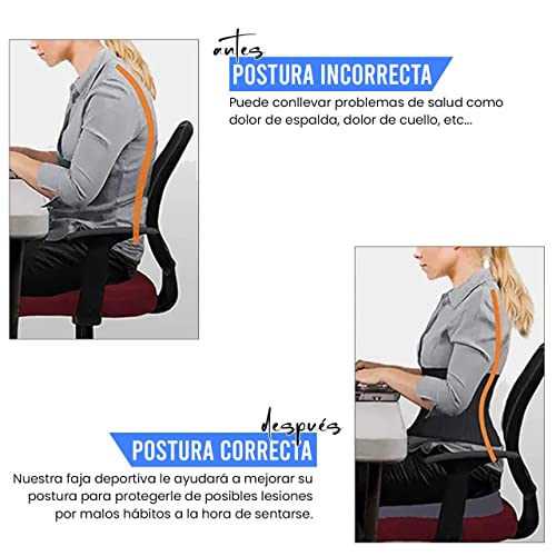 Faja Dolor Espalda con Soporte Lumbar - Fajas trabajo para Mujer con Doble Ajuste - Talla Única Universal hasta XL