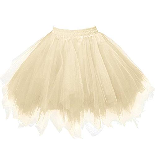 Falda de Tutu Mujer,SHOBDW Pettiskirt Sólido Gasa Plisada Falda Corta Vestidos de Baile Regalos de Cumpleaños Traje Rendimiento Adulto Tutu Baile Falda(Amarillo)