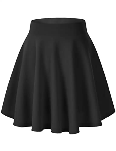 Falda para Niñas Falda Corta Plisada de Punto para Niñas Faldas Patinador Danza Tenis Disfraz (7-8 Años, Negro)