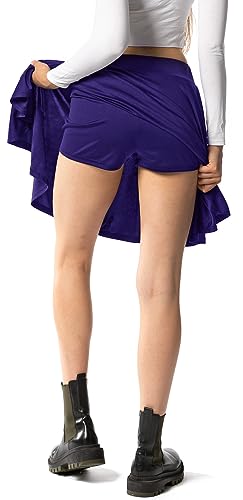 Falda plisada para niña con pantalones cortos interiores para escuela, ocio y fiestas, morado, 9-10 Años