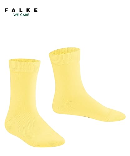 FALKE Family K SO algodón unicolor 1 par, Calcetines Unisex niños, Amarillo (Vanilla 1360) nuevo - ecológico, 39-42