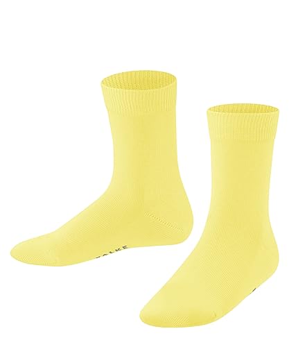 FALKE Family K SO algodón unicolor 1 par, Calcetines Unisex niños, Amarillo (Vanilla 1360) nuevo - ecológico, 39-42