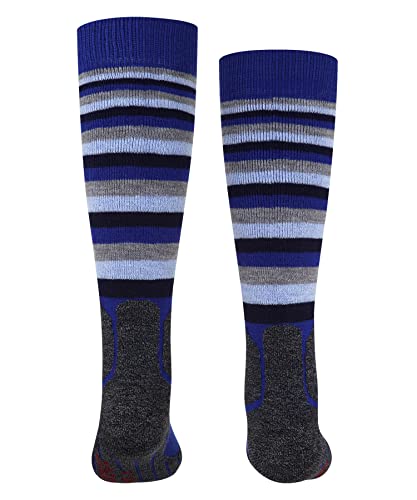 FALKE SK2 Intermediate Stripes K KH lana calida gruesa 1 par, Calcetines de esquí Unisex niños, Azul (Yve 6714), 27/30 EU