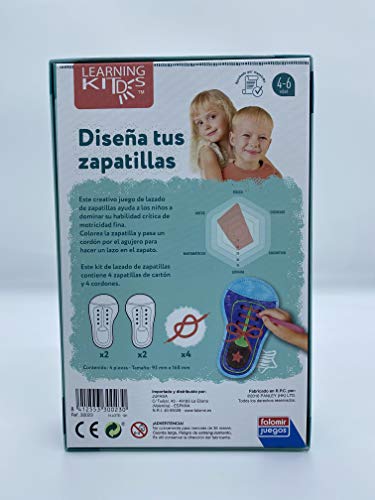 Falomir- Diseña Tus Zapatillas. Juego de Mesa Educativo para Practicar la psicomotricidad Fina. (30023)