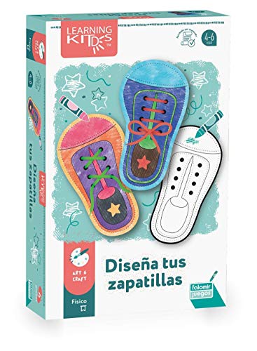 Falomir- Diseña Tus Zapatillas. Juego de Mesa Educativo para Practicar la psicomotricidad Fina. (30023)