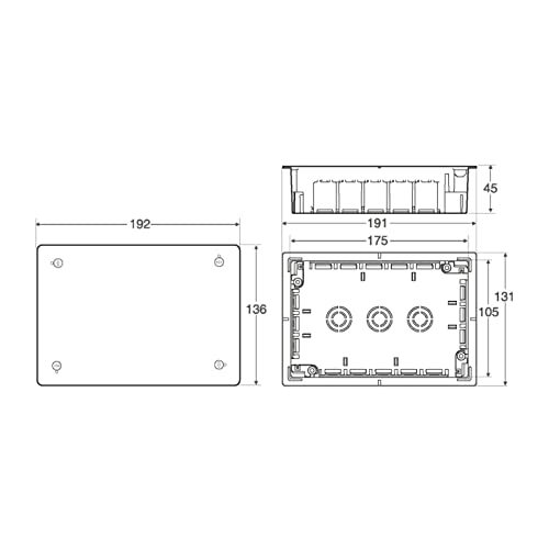 FAMATEL - Caja empotrar | Tapa con tornillos | Sin conos | 115x175x45 | Naranja