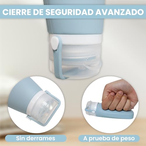 FAMOCA 4 Botes Viaje Rellenables 100ml De Silicona Con Cierre De Seguridad Libres De BPA - Botes Para Gel Y Champu Para Hombre Y Mujer - Botes Rellenables Viaje, Gimnasio, Salsas Con Etiquetas