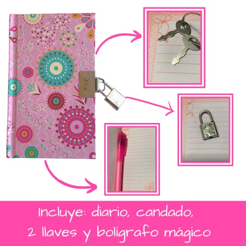 FAMU Land Diario Secreto con Candado, Incluye Bolígrafo Mágico. Cuaderno A6 con Candado y Dos Llaves. Pequeña Libreta Para Escribir tus Secretos con Seguridad Regreso a Clase. Cumpleaños. Navidad.