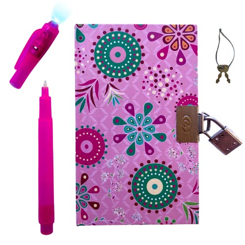 FAMU Land Diario Secreto con Candado, Incluye Bolígrafo Mágico. Cuaderno A6 con Candado y Dos Llaves. Pequeña Libreta Para Escribir tus Secretos con Seguridad Regreso a Clase. Cumpleaños. Navidad.