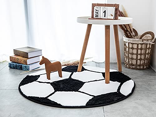 Fancytan Alfombra Infantil Lavable Antideslizante Alfombra Suave Niños, para Sala de Juegos, Guardería, Sofá Silla Cojín, Decoración de Habitación, 80cm, Fútbol