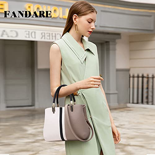 FANDARE Elegante Mujer Bolso Mano Bolsos de Bandolera Impermeable PU Cuero para Viaje Trabajo Compras Crossbody Bag Caqui