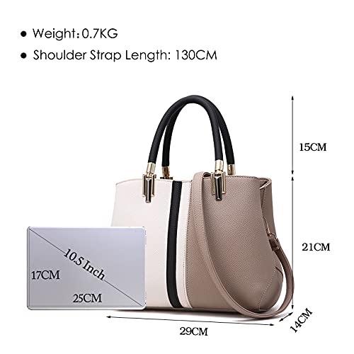 FANDARE Elegante Mujer Bolso Mano Bolsos de Bandolera Impermeable PU Cuero para Viaje Trabajo Compras Crossbody Bag Caqui