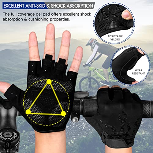 Faneam Antideslizante Guantes de Ciclismo Verano Medio Dedo Guantes de Bicicleta Montaña para Hombre Mujer, Transpirable Guantes Cortos MTB Gel Guantes Cortos Deportivos Moto, Unisexo