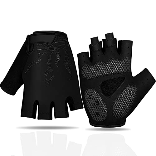 Faneam Antideslizante Guantes de Ciclismo Verano Medio Dedo Guantes de Bicicleta Montaña para Hombre Mujer, Transpirable Guantes Cortos MTB Gel Guantes Cortos Deportivos Moto, Unisexo