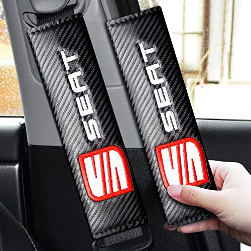 FANLLOD Cubierta del cinturón de Seguridad del Logotipo del Coche Auto Niño Adulto Almohadilla de protección del Hombro Accesorios para Seat Ibiza 6l 6j 6p Leon FR Altea MK Seat Leon, 2PCS Seat