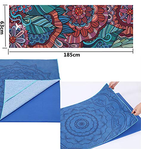 Fansu Toalla de Yoga Antideslizante, Esterilla de Yoga para Viajes Plegable Secado para Caliente Yoga Secado Rápido Toalla Microfibra Pilates Ejercicios de Piso (185cm*63cm,Azul)