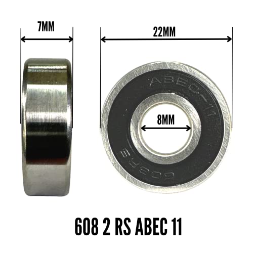 Fantic26 Rodamiento de bolas 608 2 RS Abec 11 I Stunt Scooter I Patinete de truco para niños Patines en línea I Patines I Patines I Bearings I Rodamientos de rueda (1 unidad)