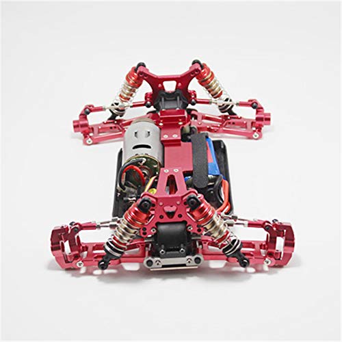 Fanuse Piezas de Actualización para Wltoys 1: 14 144001 RC Coche Metal Dirección Swing Base con Brazo C Cubo Trasero Asiento Varilla de Tracción para Servo,Rojo